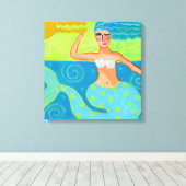 Zeemeermin in de Abstracte zonnekunst Canvas Afdruk (Insitu (Houten vloer))