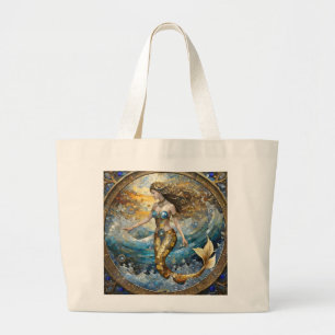 Zeemeermin in de oceaangolven grote tote bag