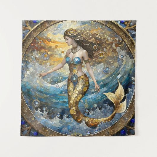 Zeemeermin in de oceaangolven wandkleed (Voorkant)