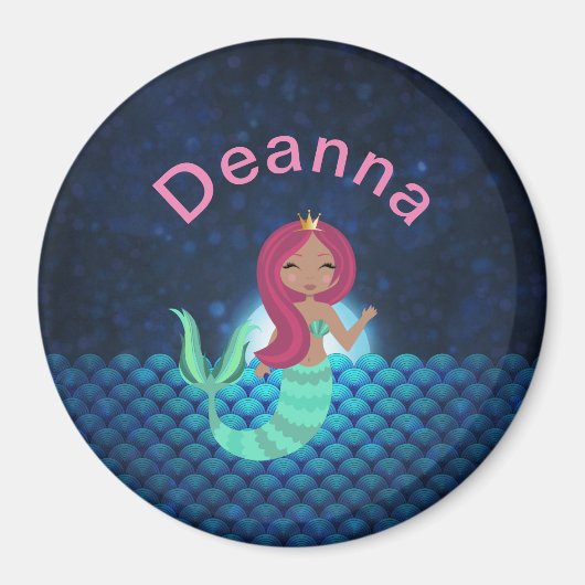 Zeemeermin in een Magnet van de Magische Moonlit O Magneet (Voorkant)