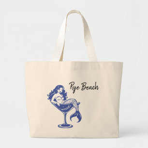 Zeemeermin in een Martini Glas Grote Tote Bag