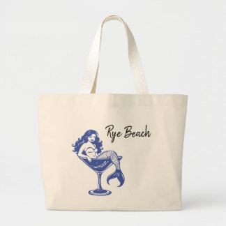Zeemeermin in een Martini Glas Grote Tote Bag
