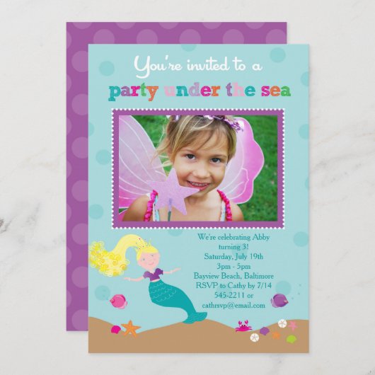 Zeemeermin in het kader van de uitnodiging van de (Voorkant / Achterkant)