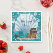 Zeemeermin in het kader van het Zee papier Napkins Servetten (Insitu)