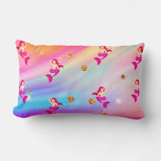 Zeemeermin in regenboogwolken Lumbar Pillow Kussen