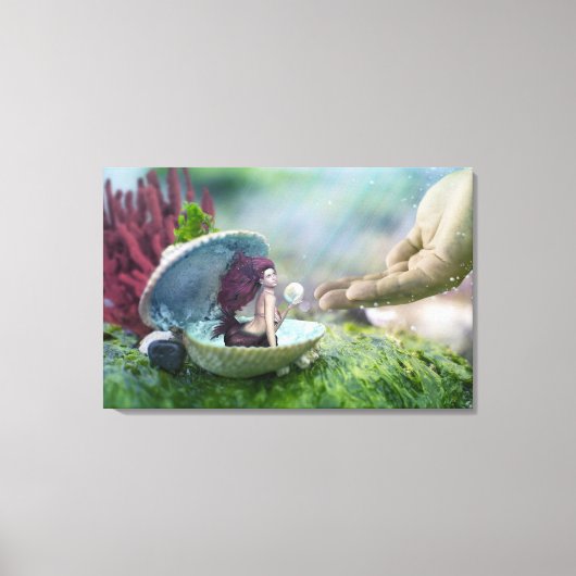 Zeemeermin in Shell Canvas Afdruk (Voorkant)