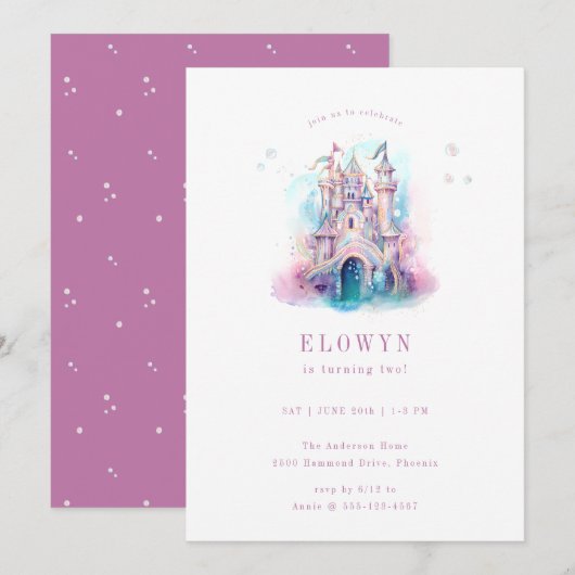 Zeemeermin Kasteel Verjaardagsfeest Kaart (Voorkant / Achterkant)