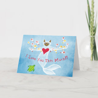 Zeemeermin kat Valentijnsdag Vouw Kerstkaart Feestdagen Kaart