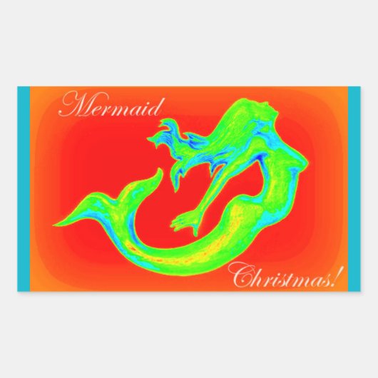 zeemeermin kerst sticker (Voorkant)