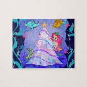 Zeemeermin kerstfeest in de grot Zee Legpuzzel (Horizontaal)