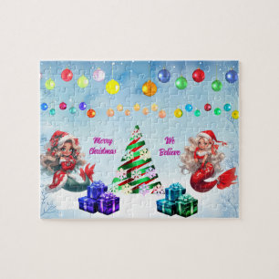 Zeemeermin Kerstmis Legpuzzel