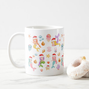Zeemeermin kerstpatroon koffiemok