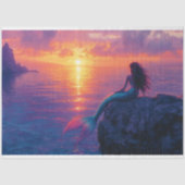 Zeemeermin Kijken naar een Sunset Art Decoupage Tissuepapier (Voorkant)