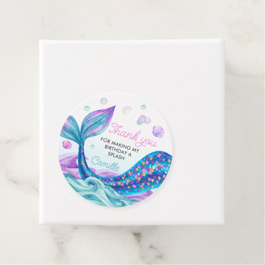 Zeemeermin Kinderen Verjaardag Dank u Bedankjes Labels (In situ)