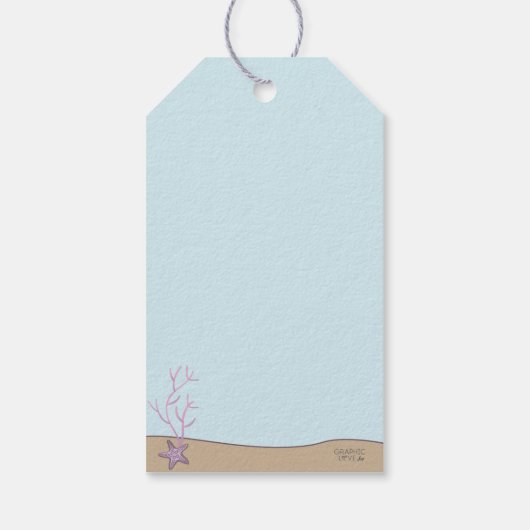 Zeemeermin Kisses Starfish wil Birthday bedanken Cadeaulabel (Achterkant)