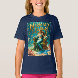  Zeemeermin Koningin Meisjes Retro Ocean Princess T-shirt