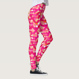 Zeemeermin, koraal, neusroze en perzikkleurig leggings