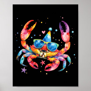 Zeemeermin Krab Verjaardag Zomerfeest Matching Poster
