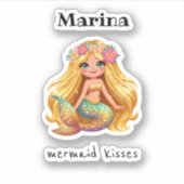 Zeemeermin kussen gepersonaliseerde naam stickers (Voorkant)