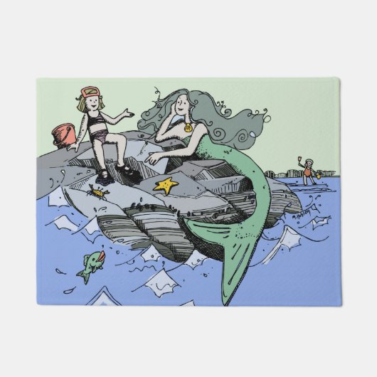 Zeemeermin kust schattig cartoon strand kind kunst deurmat (Voorkant)