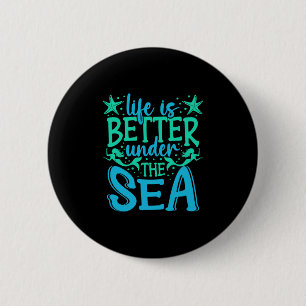 Zeemeermin Leven Onder De Zee Vakantie Mariene Bio Ronde Button 5,7 Cm