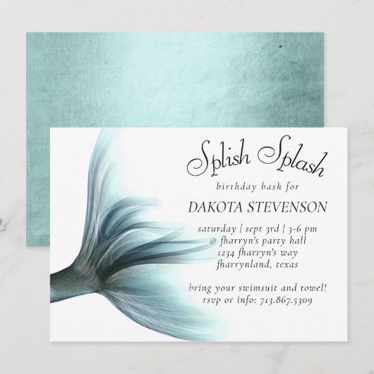 Zeemeermin Luxe | Groene Seafoam Mint Splish Splas Kaart (Voorkant / Achterkant)