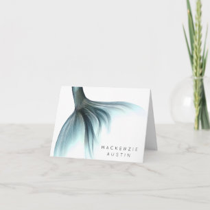 Zeemeermin Luxe Staart Zeeschuim Mint Green Aqua Notitiekaartje