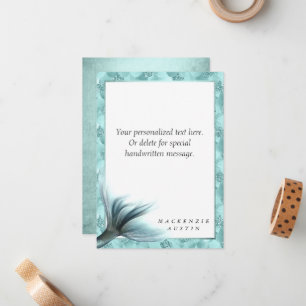 Zeemeermin Luxe Staart Zeeschuim Mint Green Aqua Notitiekaartje
