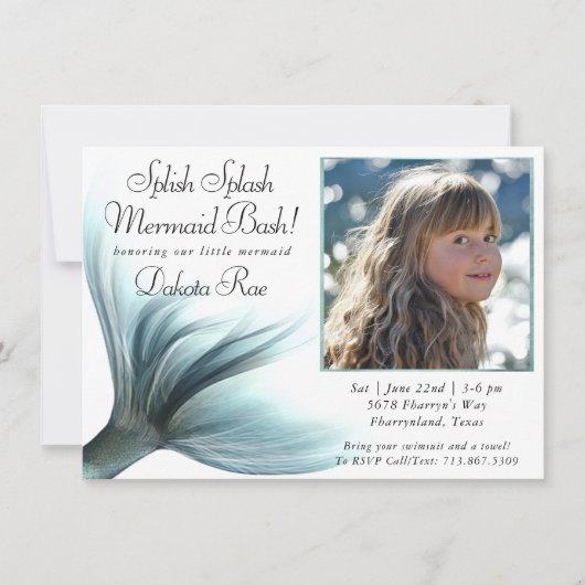 Zeemeermin Luxe | Zeeschuim Mint Green Splish Spla Kaart (Voorkant)