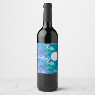 Zeemeermin Maan Fles Label 6Pack Wijn Etiket