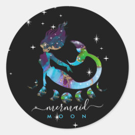 Zeemeermin maan spirituele zodiac instructie ronde sticker