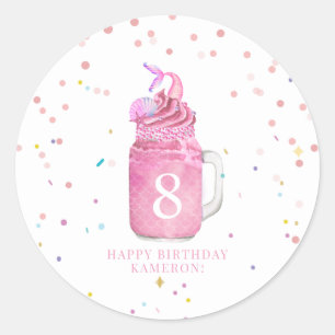 Zeemeermin Mason Jar Milkshake Meisjes Roze Verjaa Ronde Sticker