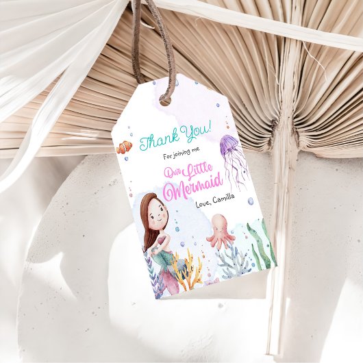 Zeemeermin Meisje 1e Verjaardagsfeest Cadeaulabel