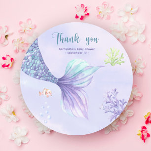 Zeemeermin Meisje Baby Shower Bedankt Ronde Sticker