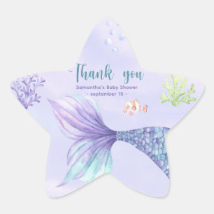 Zeemeermin Meisje Baby Shower Bedankt Ster Sticker