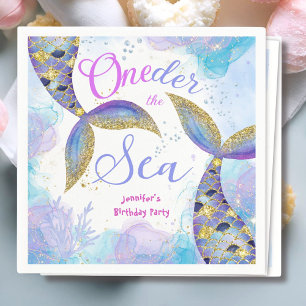 Zeemeermin Meisjes Blauw Blauwgroen Verjaardagsfee Servet