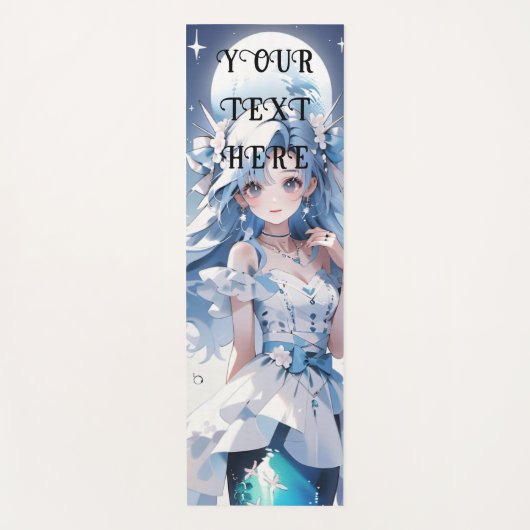 Zeemeermin met blauw haar in een blauwe jurk Custo Yogamat (Voorkant)