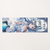 Zeemeermin met blauw haar in een blauwe jurk Custo Yogamat (Voorkant (horizontaal))