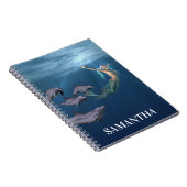 Zeemeermin Met Dolfijn Vrienden Oceaan  Notitieboek (Rechterzijde)