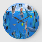 Zeemeermin met dolfijnen 1 grote klok (Voorkant)