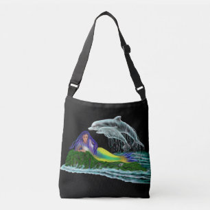 Zeemeermin met dolfijnen crossbody tas