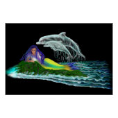 Zeemeermin met dolfijnen perfect poster (Voorkant)