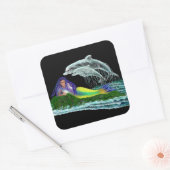 Zeemeermin met dolfijnen vierkante sticker (Envelop)