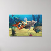 Zeemeermin met Dolphin Canvas Afdruk (Voorkant)
