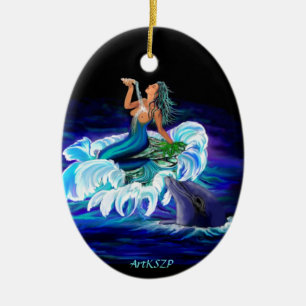 Zeemeermin met Dolphin Keramisch Ornament