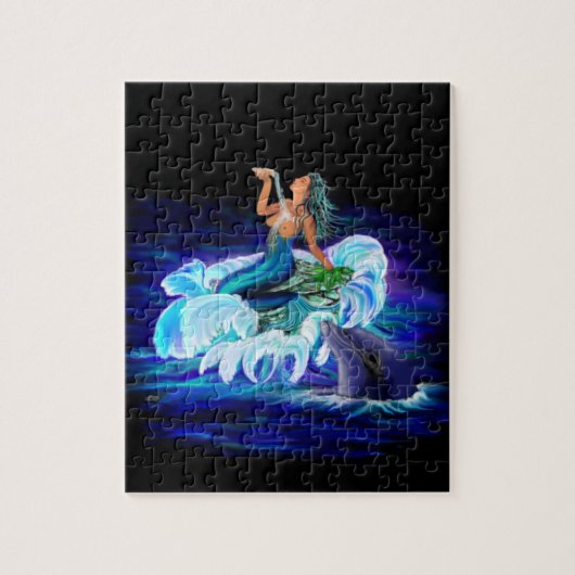 Zeemeermin met Dolphin Legpuzzel (Verticaal)