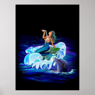 Zeemeermin met Dolphin Poster