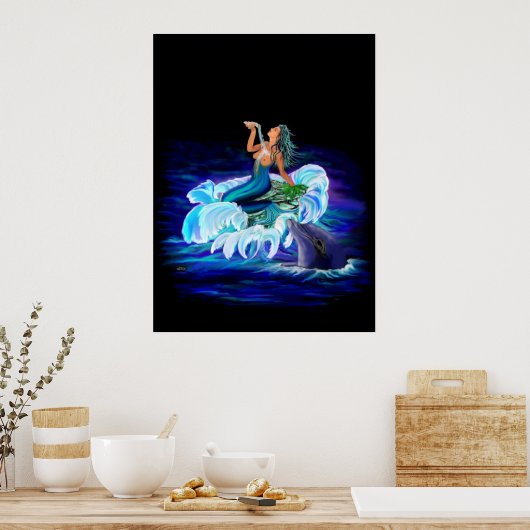 Zeemeermin met Dolphin Poster (Keuken)