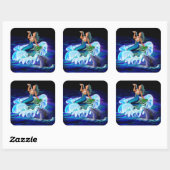 Zeemeermin met Dolphin Vierkante Sticker (Vel)