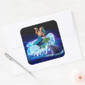 Zeemeermin met Dolphin Vierkante Sticker (Envelop)